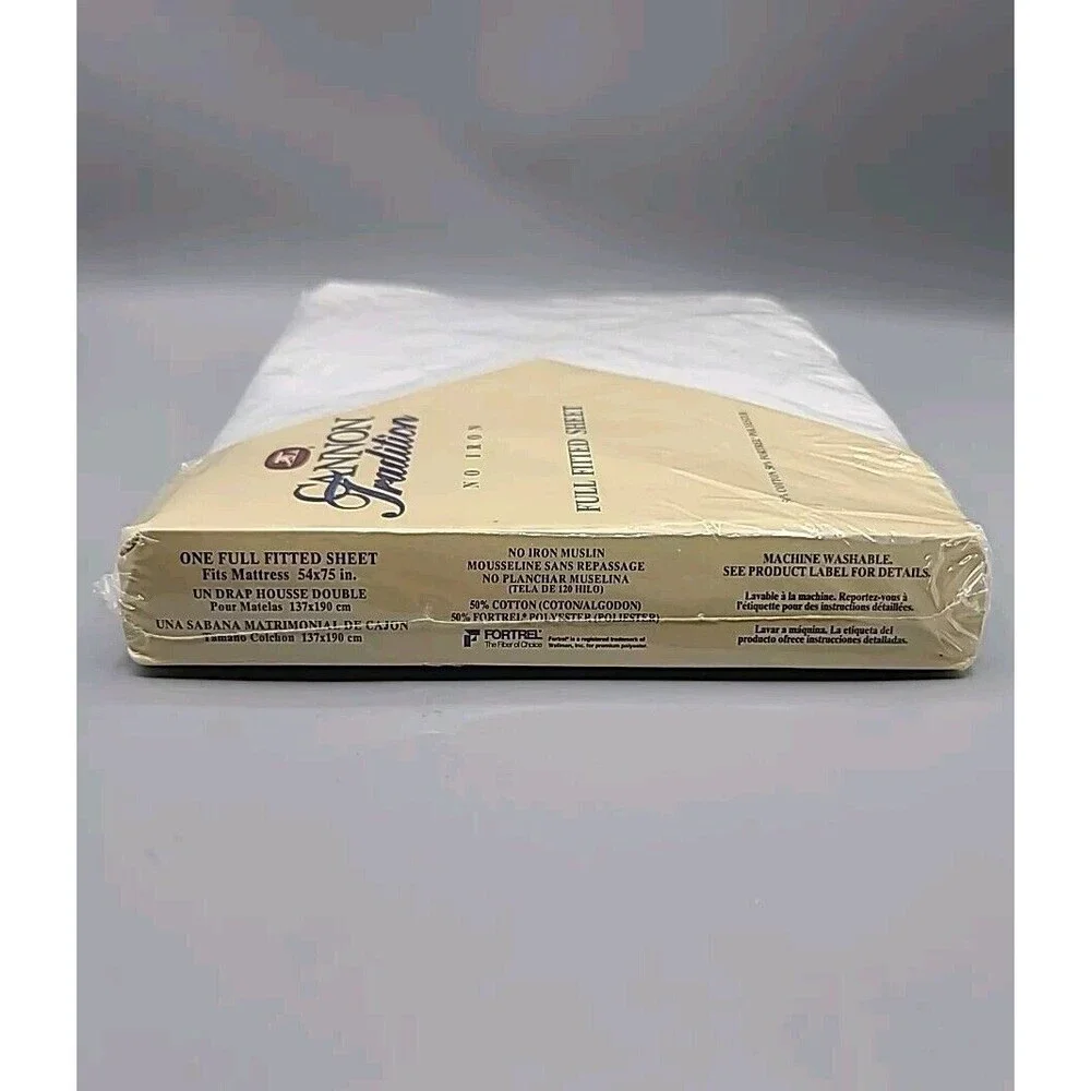 Cannon Tradition Full Fitted Sheet White Vanilla Creme Vintage Sealed